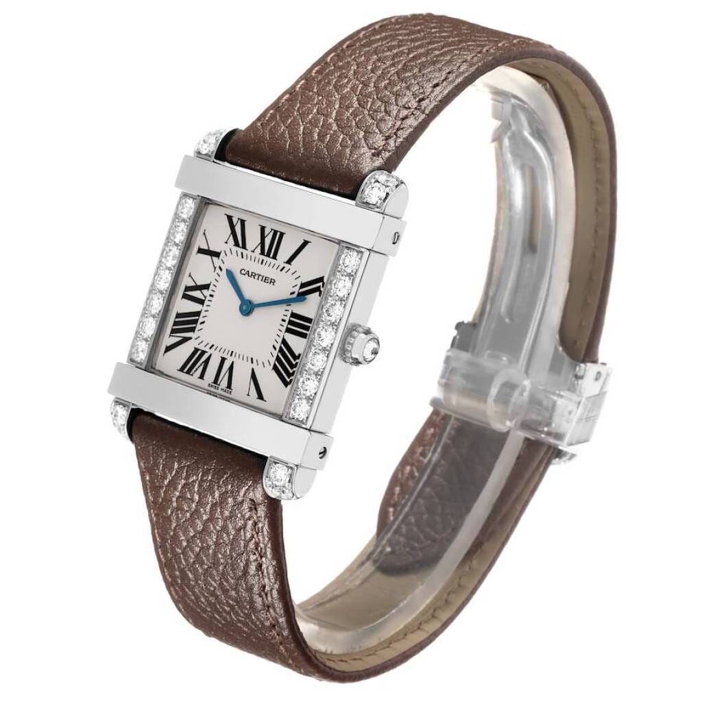 Tank Chinoise (Reference WE300251). A 37mm platinum diamond set manual wind wristwatch.