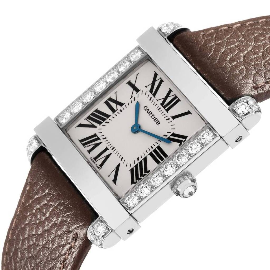 Tank Chinoise (Reference WE300251). A 37mm platinum diamond set manual wind wristwatch.