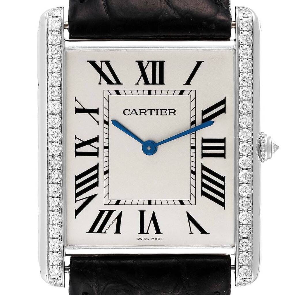 Tank Louis (Reference WT200006). A 40.4mm white gold diamond set manual wind wristwatch.