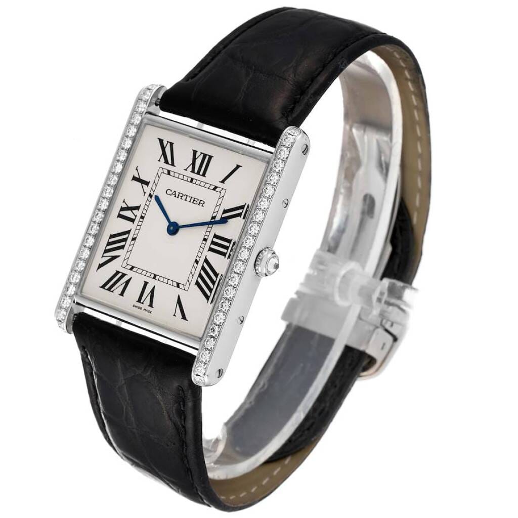 Tank Louis (Reference WT200006). A 40.4mm white gold diamond set manual wind wristwatch.