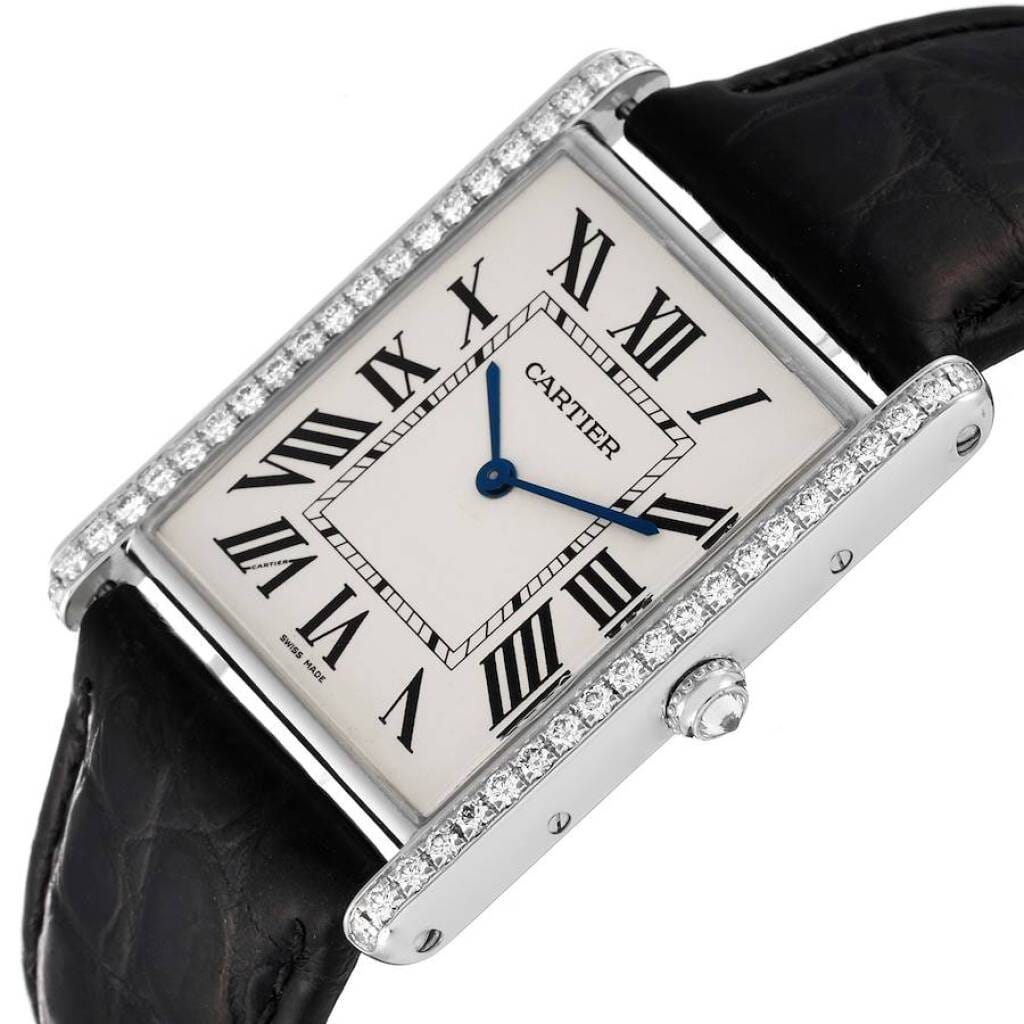Tank Louis (Reference WT200006). A 40.4mm white gold diamond set manual wind wristwatch.