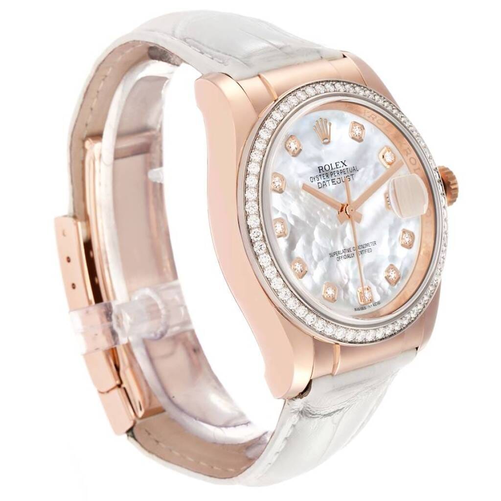 Datejust (Reference 116185). A 36mm rose gold diamond set automatic wristwatch with date. 2014