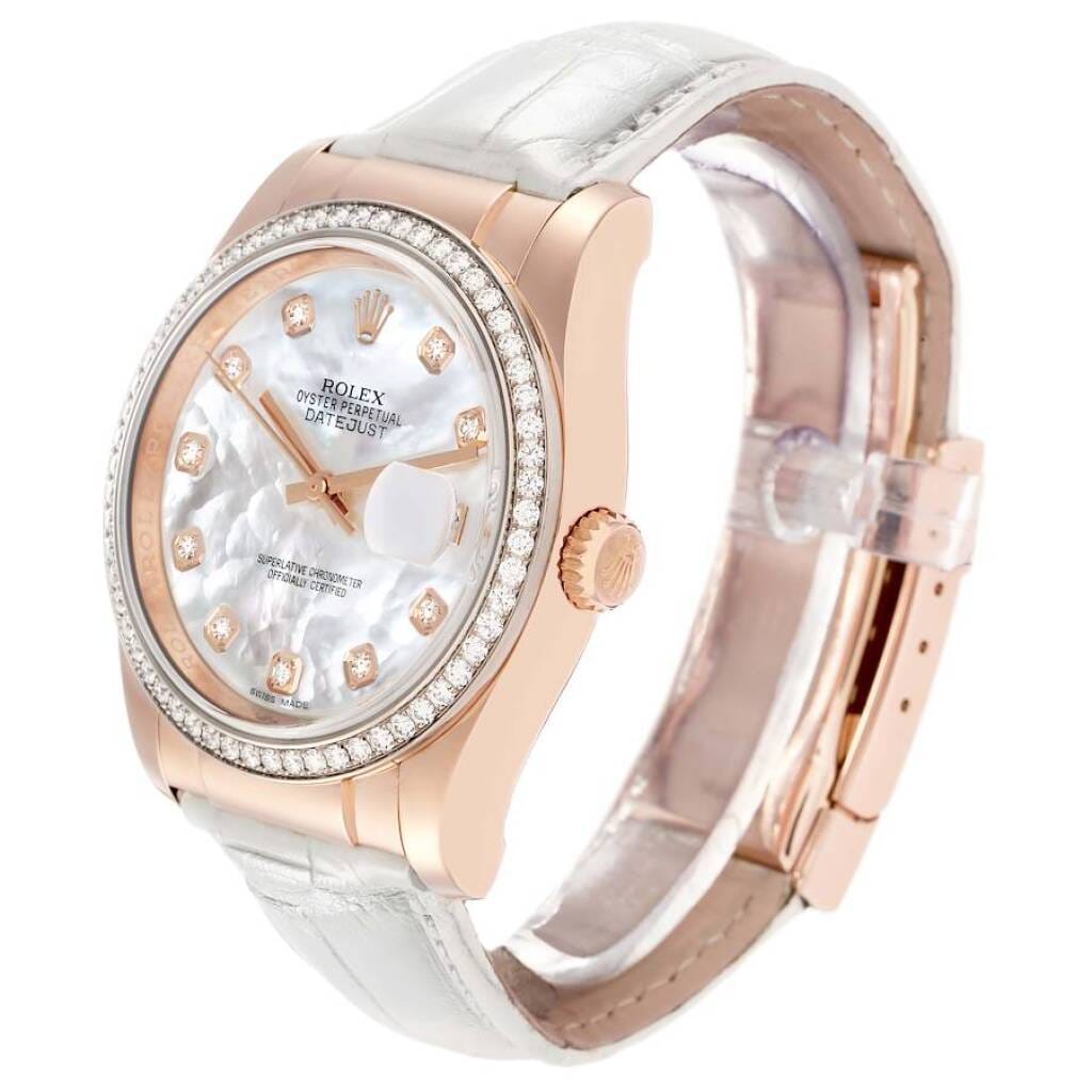 Datejust (Reference 116185). A 36mm rose gold diamond set automatic wristwatch with date. 2014