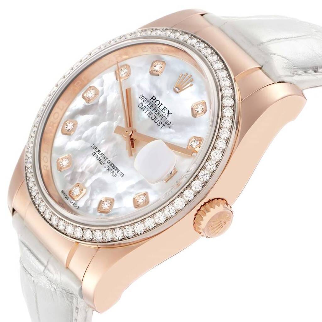 Datejust (Reference 116185). A 36mm rose gold diamond set automatic wristwatch with date. 2014