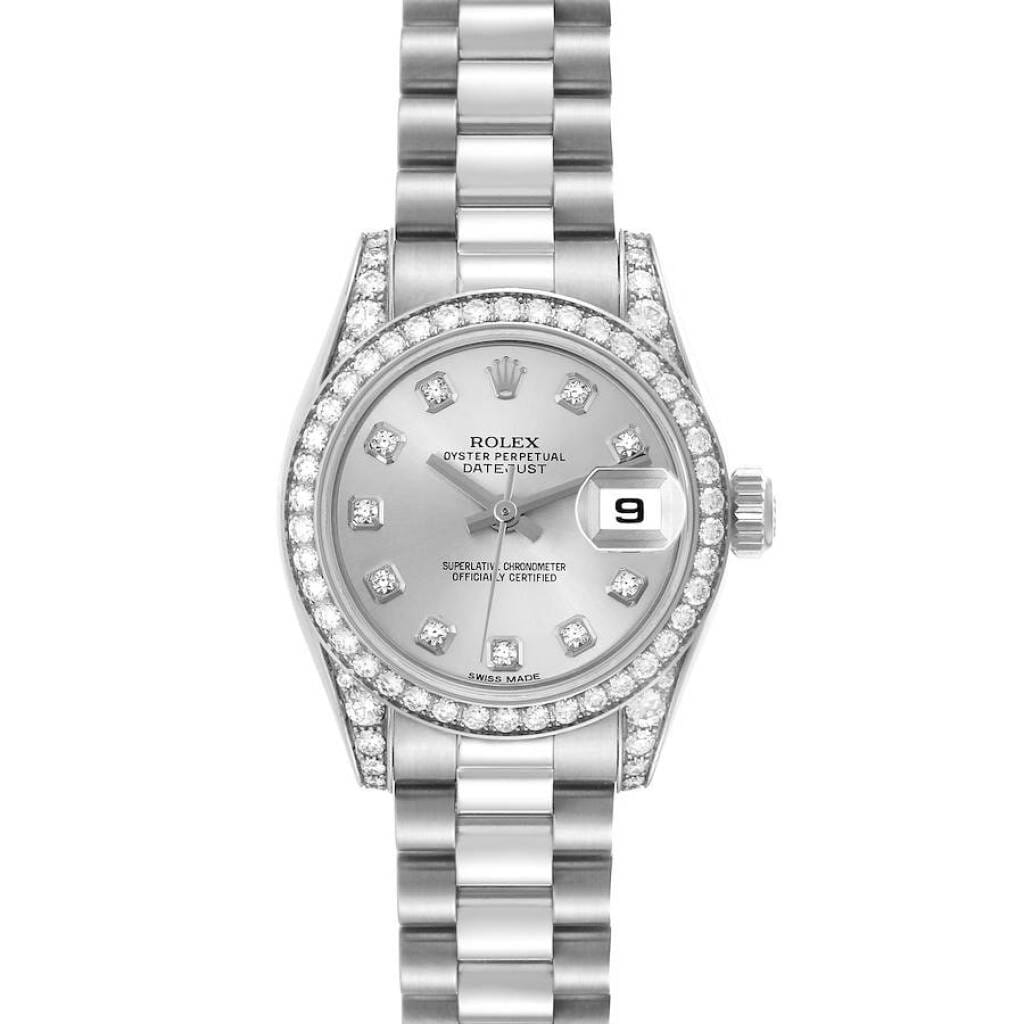 President Datejust (Reference 179159). A 26mm white gold diamond set automatic wristwatch with date and day. 2013