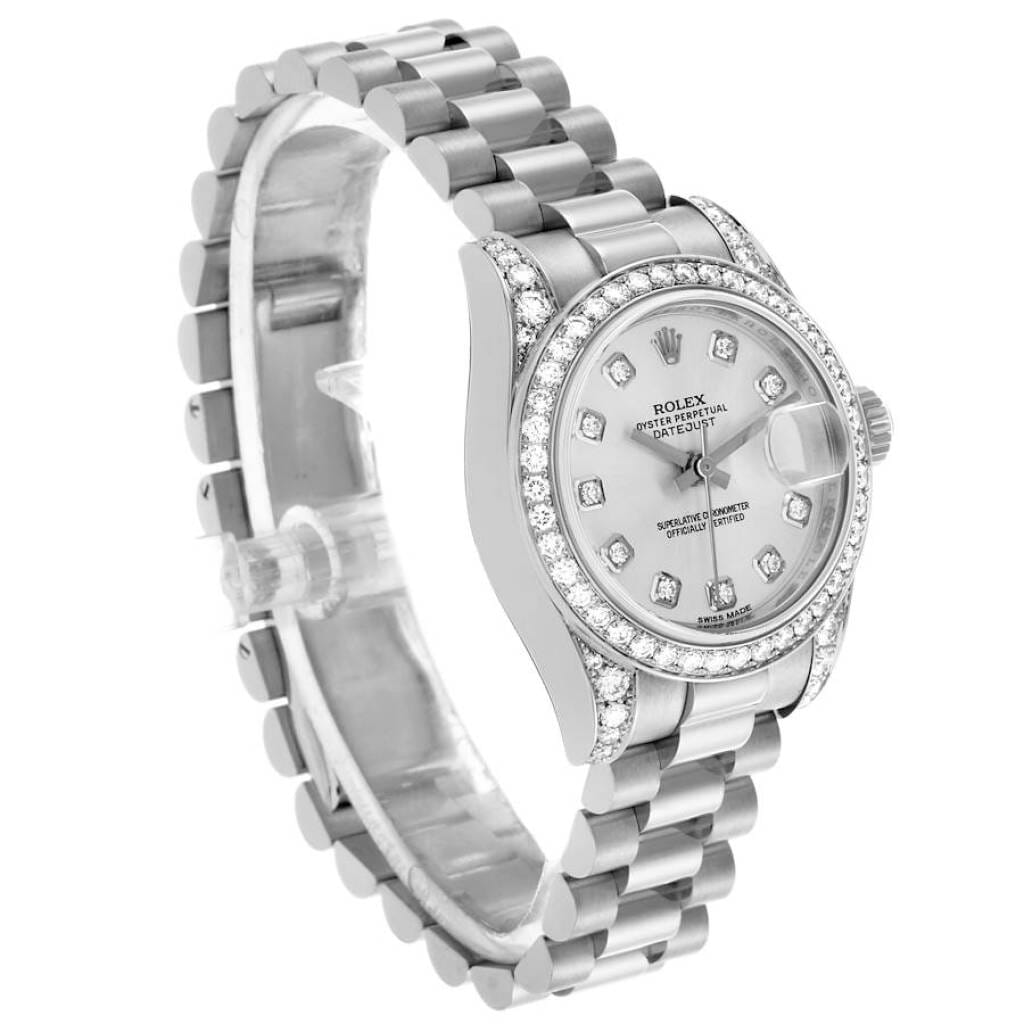 President Datejust (Reference 179159). A 26mm white gold diamond set automatic wristwatch with date and day. 2013