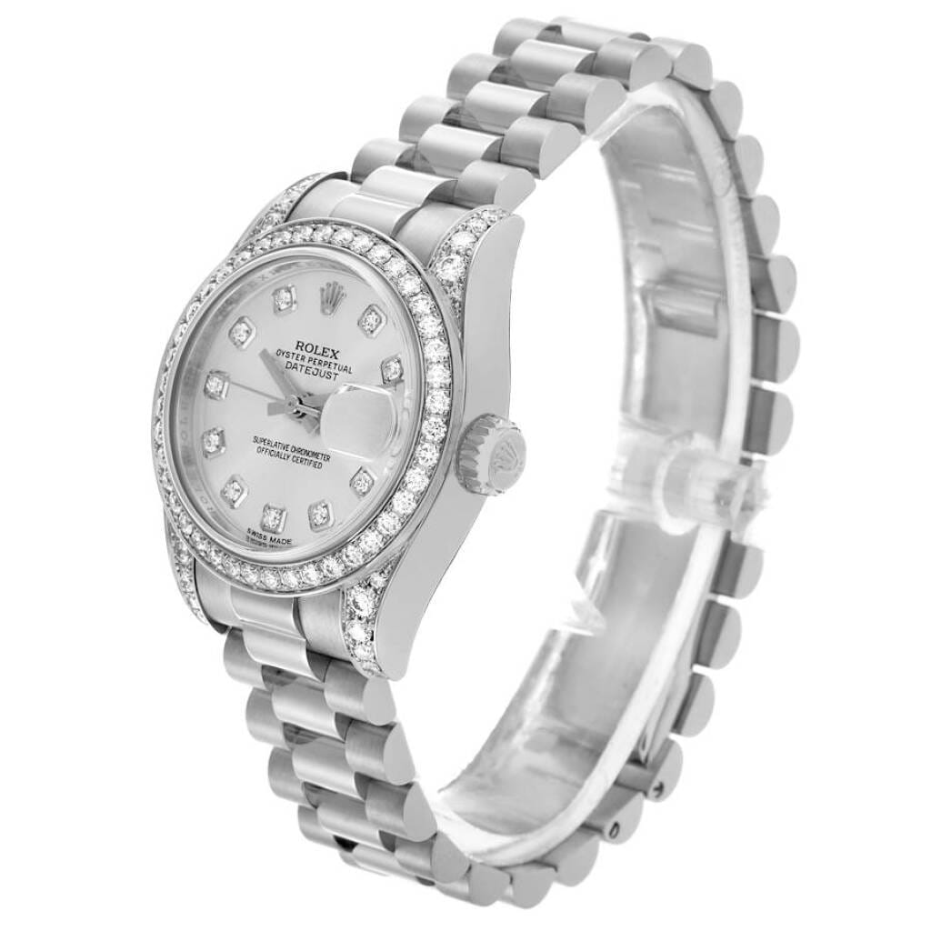 President Datejust (Reference 179159). A 26mm white gold diamond set automatic wristwatch with date and day. 2013