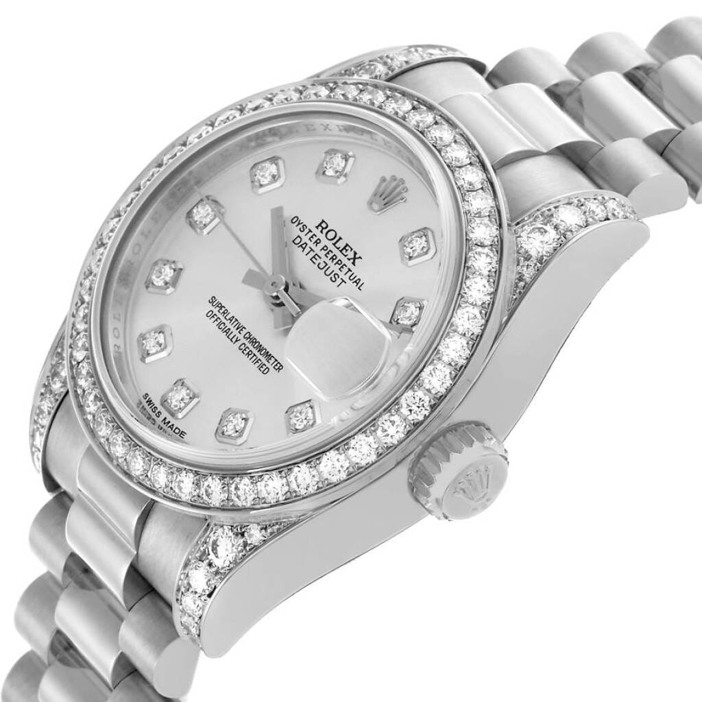 President Datejust (Reference 179159). A 26mm white gold diamond set automatic wristwatch with date and day. 2013