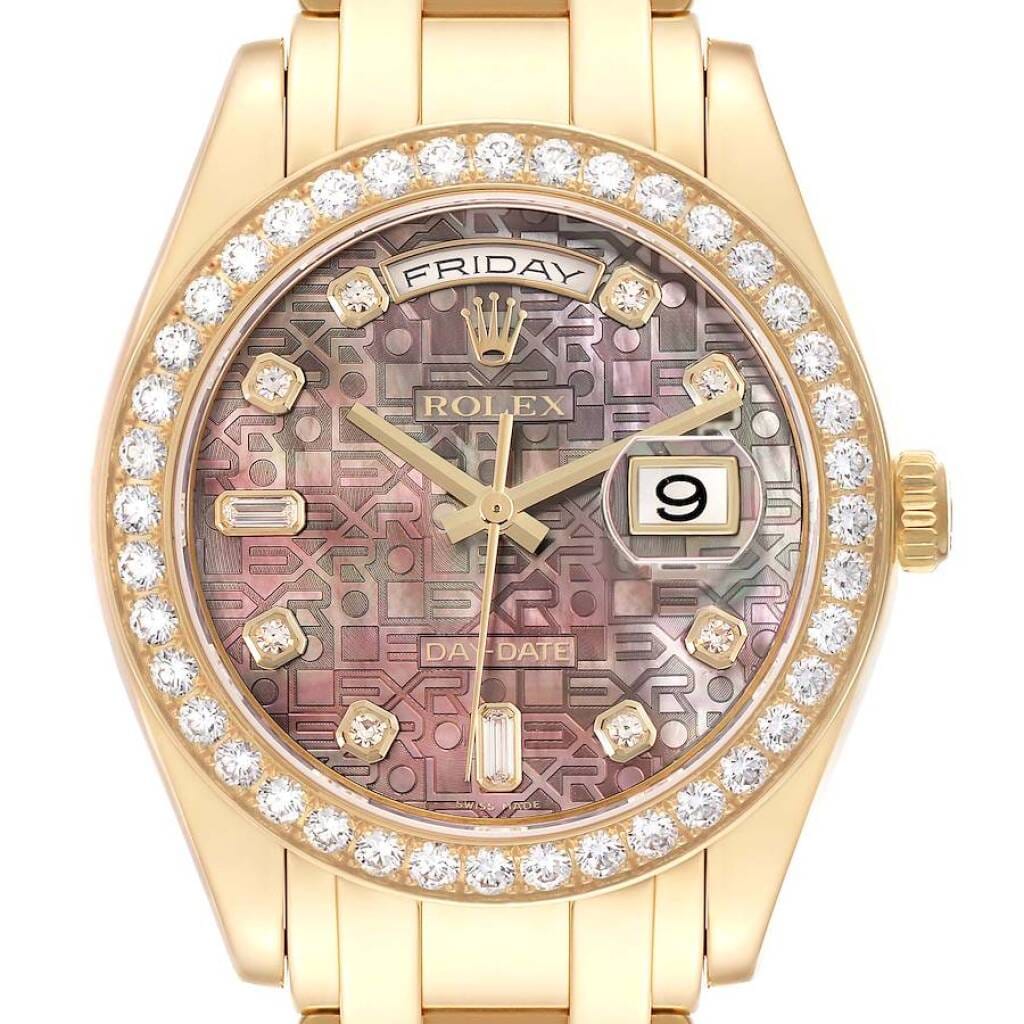 Pearlmaster Masterpiece Day-Date (Reference 18948). A 39mm yellow gold diamond set automatic wristwatch with date and day. 2007-2008