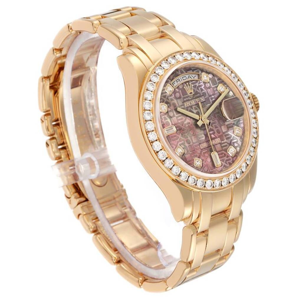 Pearlmaster Masterpiece Day-Date (Reference 18948). A 39mm yellow gold diamond set automatic wristwatch with date and day. 2007-2008