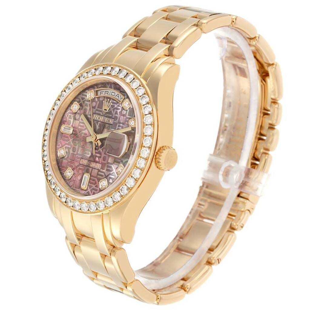 Pearlmaster Masterpiece Day-Date (Reference 18948). A 39mm yellow gold diamond set automatic wristwatch with date and day. 2007-2008