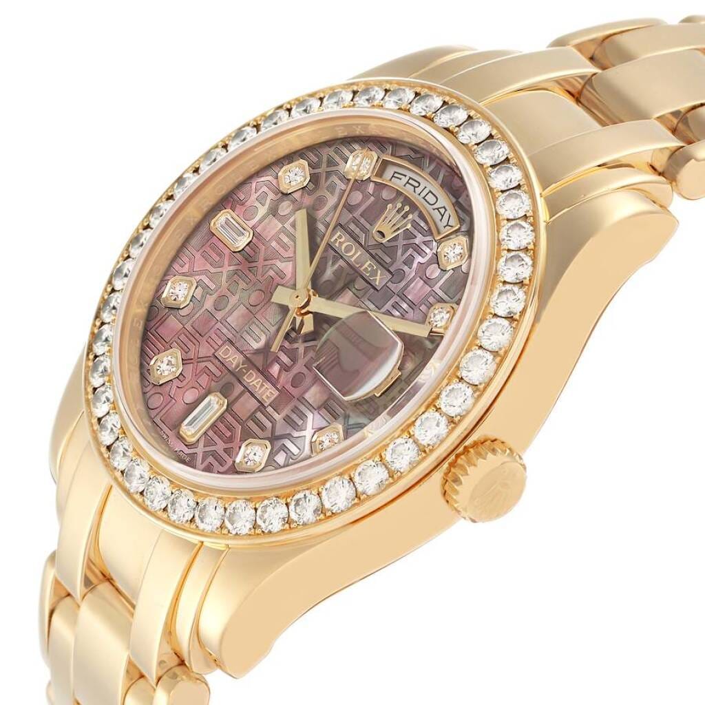 Pearlmaster Masterpiece Day-Date (Reference 18948). A 39mm yellow gold diamond set automatic wristwatch with date and day. 2007-2008