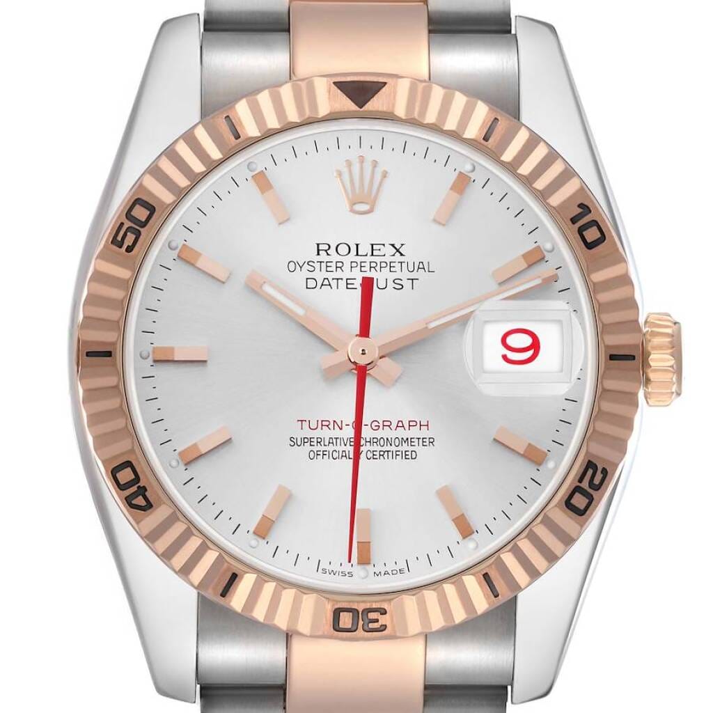 Datejust Turn-O-Graph (Reference 116261). A 36mm rose gold stainless steel automatic wristwatch with date. 2003-2004