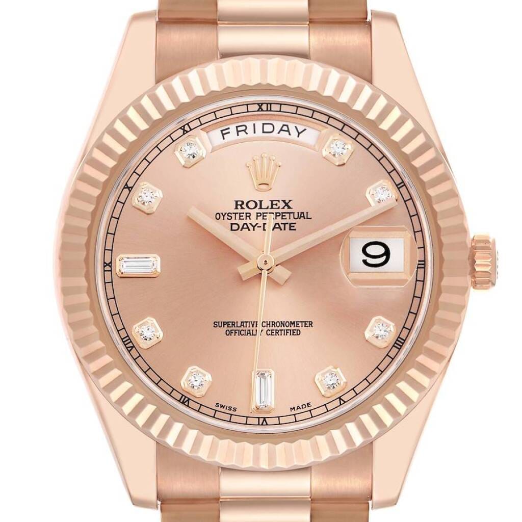 President Day-Date (Reference 218235). A 41mm rose gold diamond set automatic wristwatch with date and day. 2012