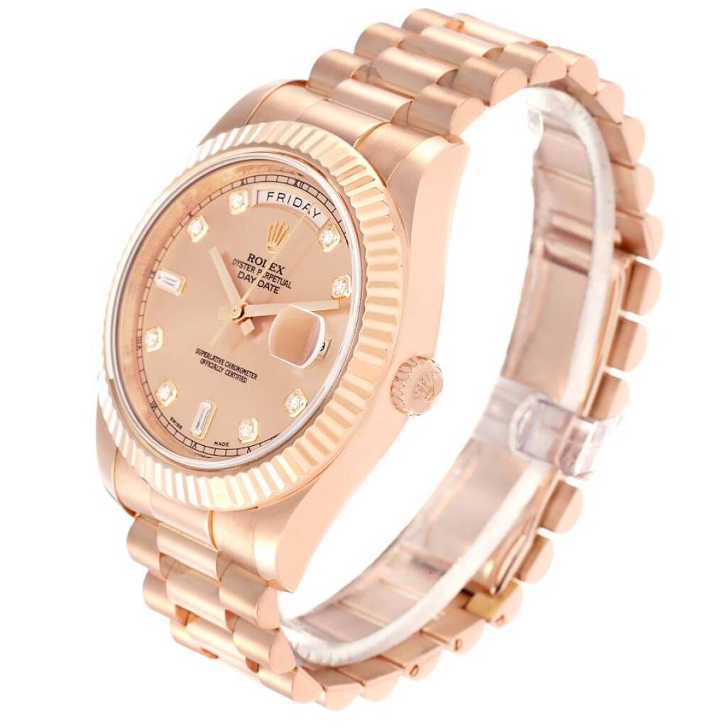 President Day-Date (Reference 218235). A 41mm rose gold diamond set automatic wristwatch with date and day. 2012