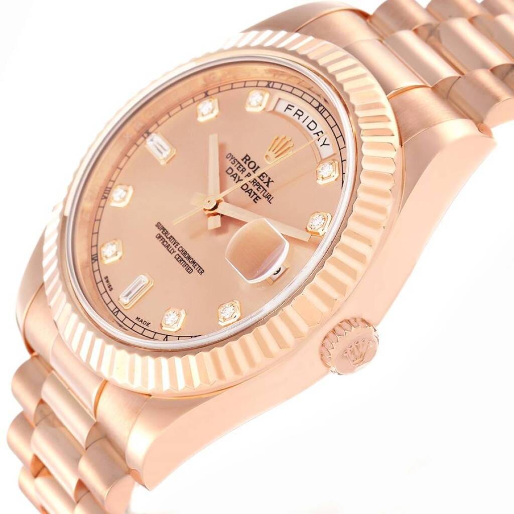 President Day-Date (Reference 218235). A 41mm rose gold diamond set automatic wristwatch with date and day. 2012
