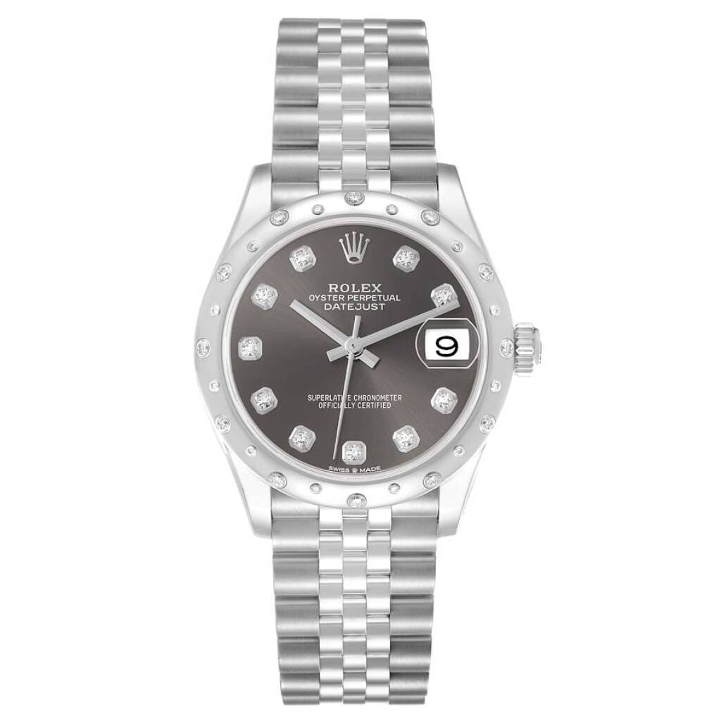 Datejust (Reference 278344RBR). A 31mm white gold stainless steel diamond set automatic wristwatch with date. 2021