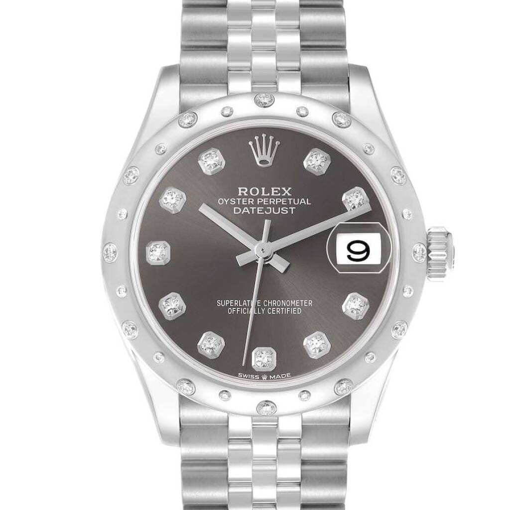 Datejust (Reference 278344RBR). A 31mm white gold stainless steel diamond set automatic wristwatch with date. 2021