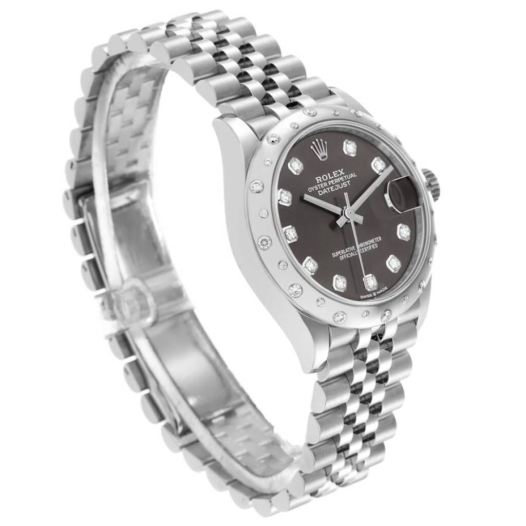Datejust (Reference 278344RBR). A 31mm white gold stainless steel diamond set automatic wristwatch with date. 2021