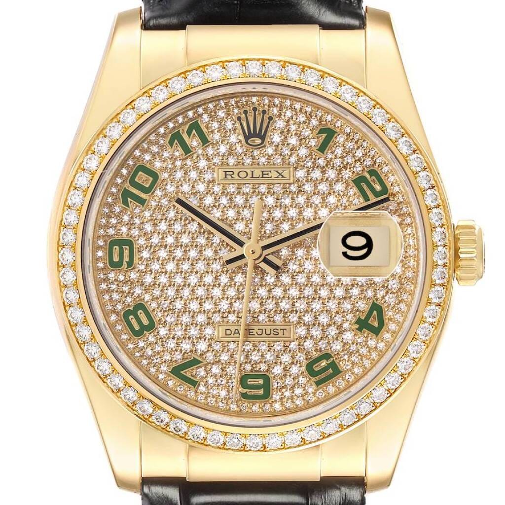 President Datejust (Reference 116188). A 36mm yellow gold diamond set automatic wristwatch with date. 2008-2009