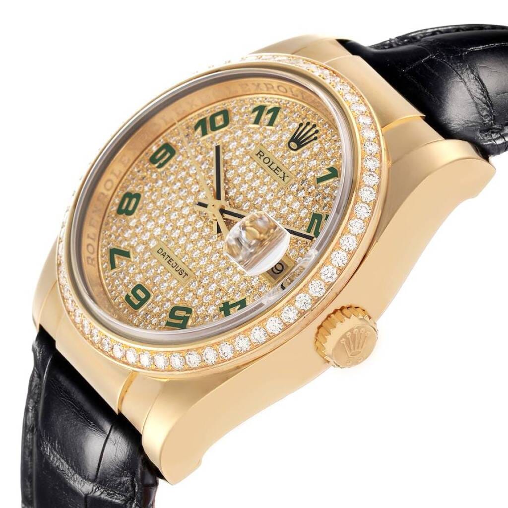 President Datejust (Reference 116188). A 36mm yellow gold diamond set automatic wristwatch with date. 2008-2009