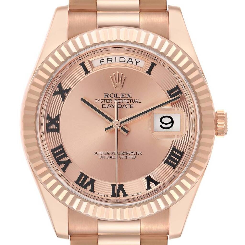 President Day-Date II Concentric Dial (Reference 218235). A 41mm rose gold automatic wristwatch with date and day. 2014