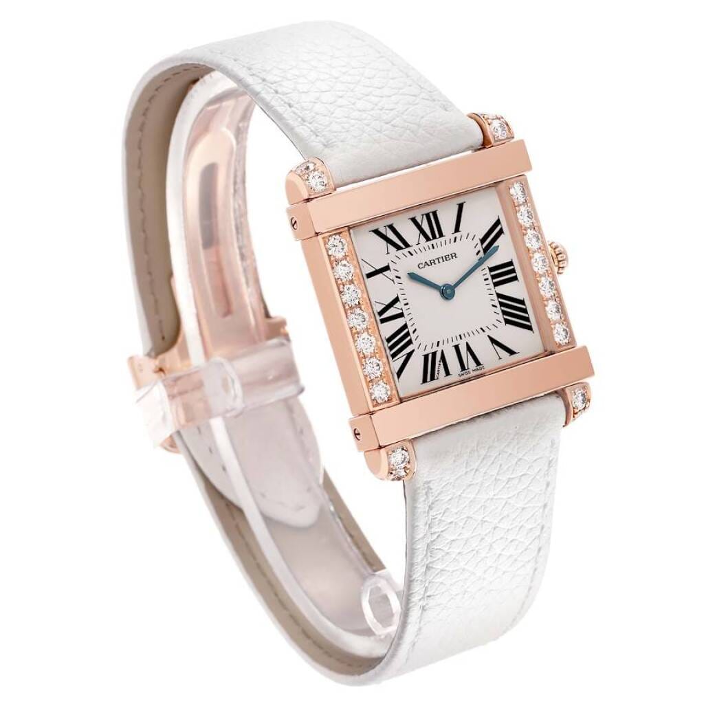 Tank Chinoise (Reference WE300351). A 36mm rose gold diamond set quartz wristwatch.