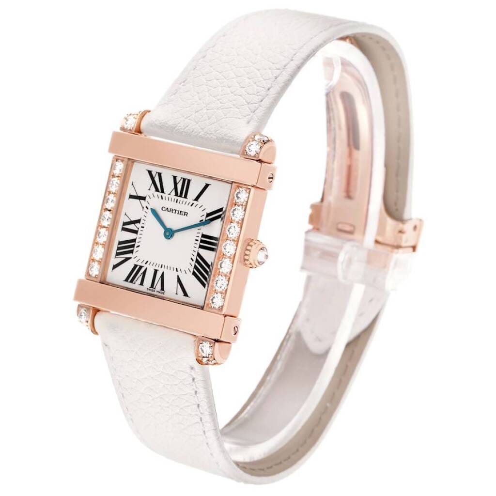 Tank Chinoise (Reference WE300351). A 36mm rose gold diamond set quartz wristwatch.