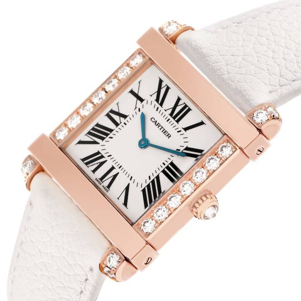 Tank Chinoise (Reference WE300351). A 36mm rose gold diamond set quartz wristwatch.
