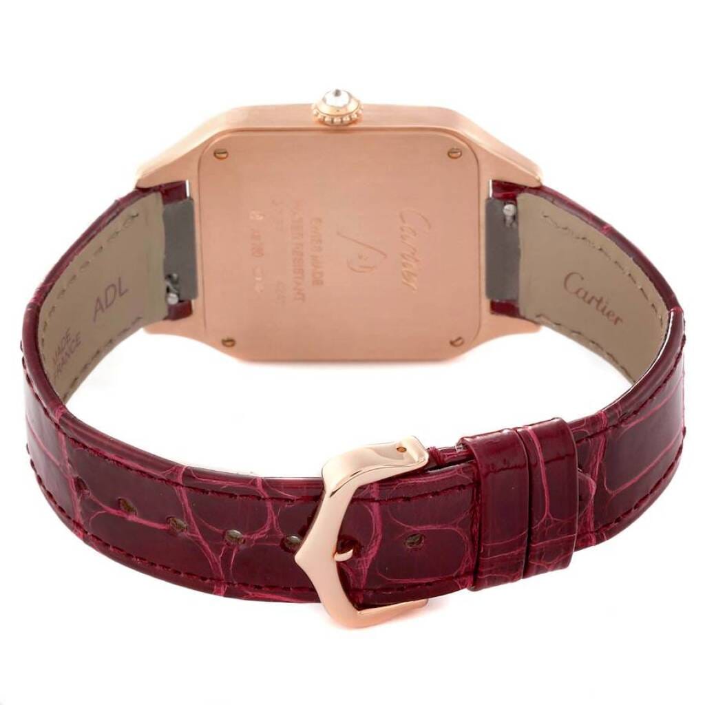 Santos Dumont Large (Reference WJSA0016). A 43.5mm rose gold diamond set quartz wristwatch.