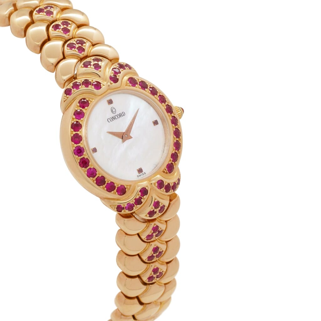 High Jewelry Royale Ruby Special Edition (Reference 54-25-249 SR). A 26mm yellow gold gem-set quartz wristwatch.