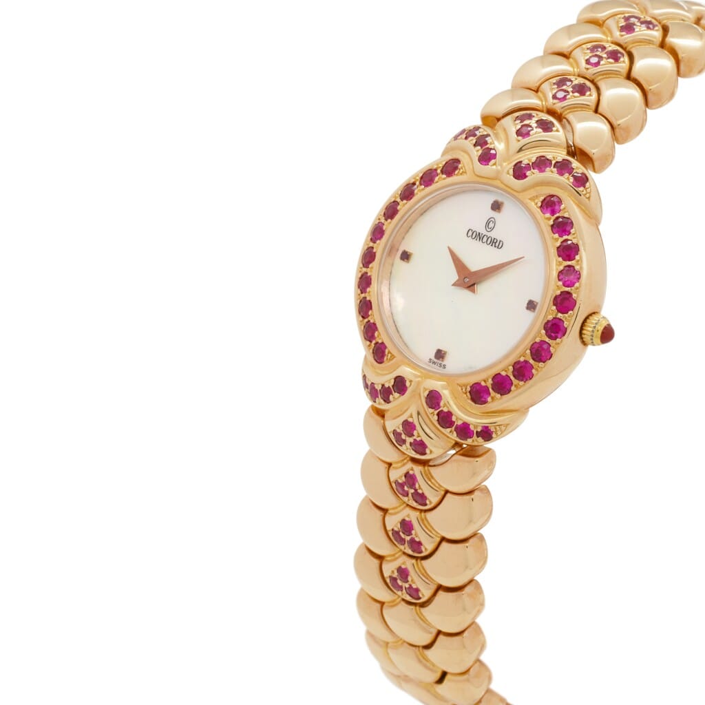 High Jewelry Royale Ruby Special Edition (Reference 54-25-249 SR). A 26mm yellow gold gem-set quartz wristwatch.