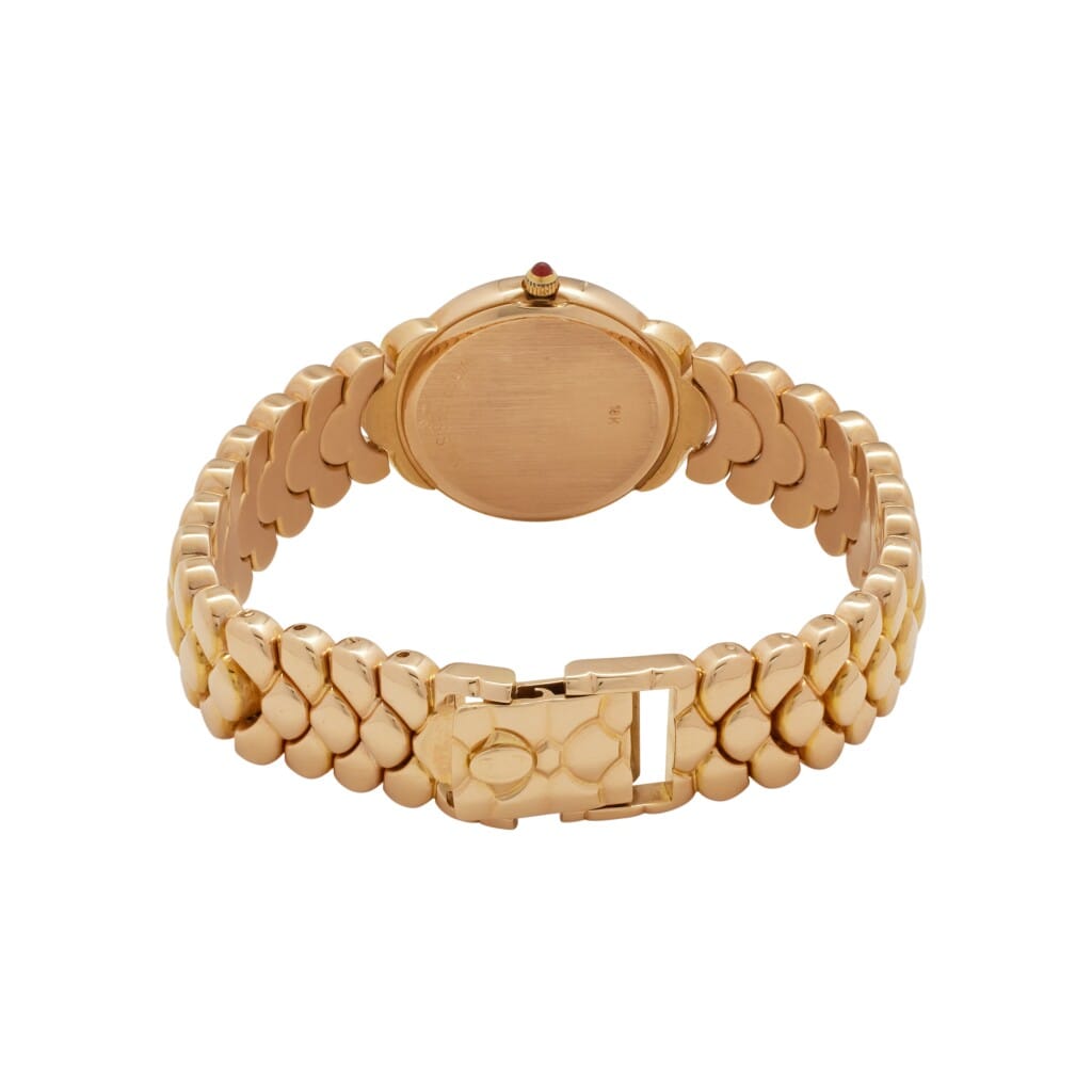 High Jewelry Royale Ruby Special Edition (Reference 54-25-249 SR). A 26mm yellow gold gem-set quartz wristwatch.