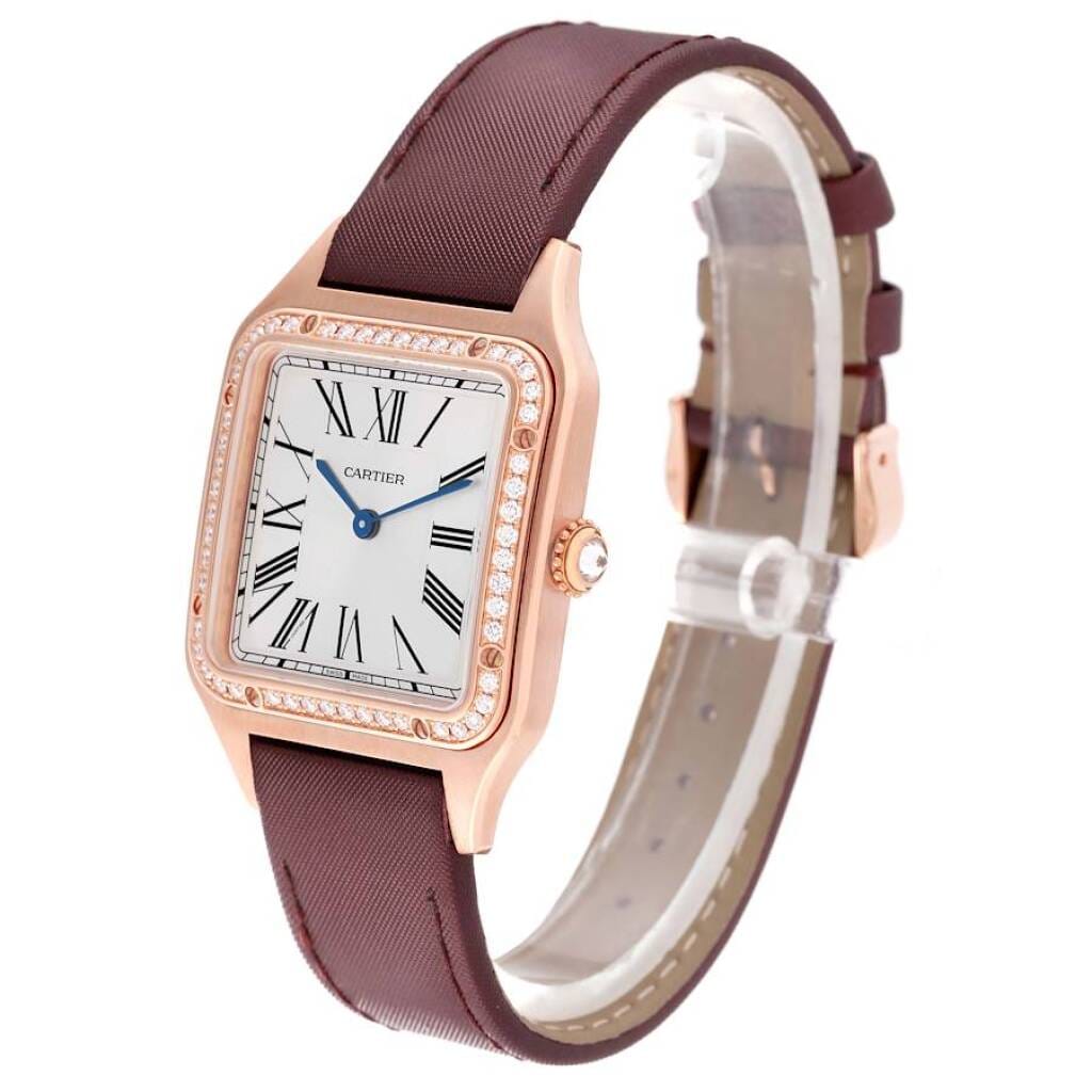 Santos Dumont Large (Reference WJSA0018). A 43.5mm rose gold diamond-set quartz wristwatch. 2021