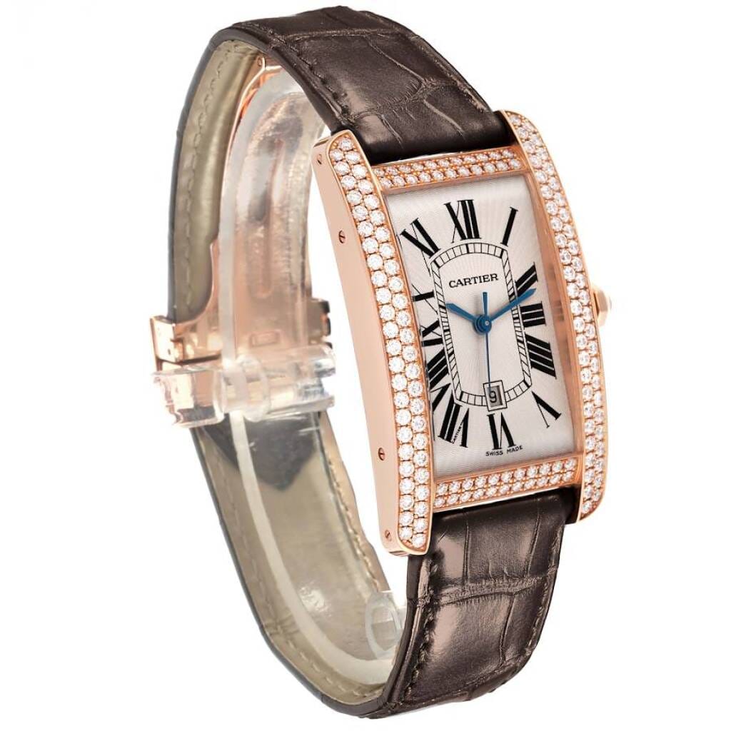 Tank Americaine Large (Reference WB704851). A 45.1mm rose gold diamond set automatic wristwatch with date.