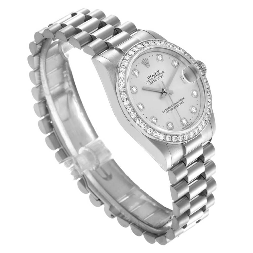 President Datejust (Reference 68286). A 31mm platinum diamond set automatic wristwatch with date. 1995-1996