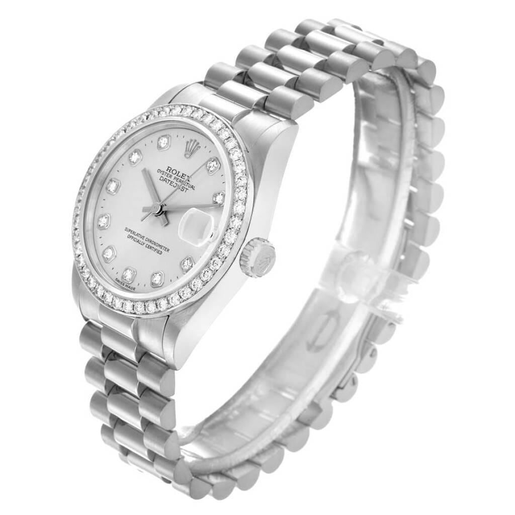 President Datejust (Reference 68286). A 31mm platinum diamond set automatic wristwatch with date. 1995-1996