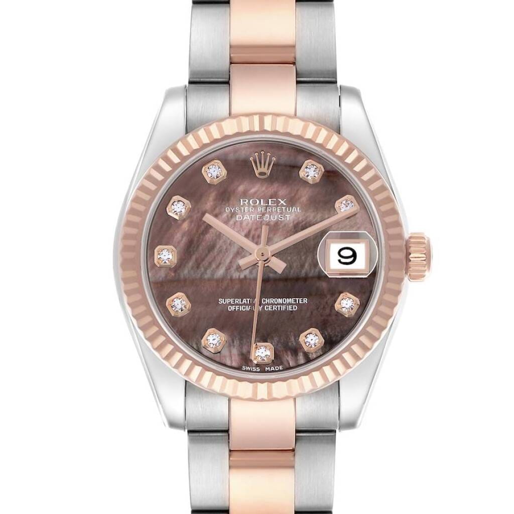 Datejust (Reference 178271). A 31mm rose gold stainless steel diamond-set automatic wristwatch with date. 2008