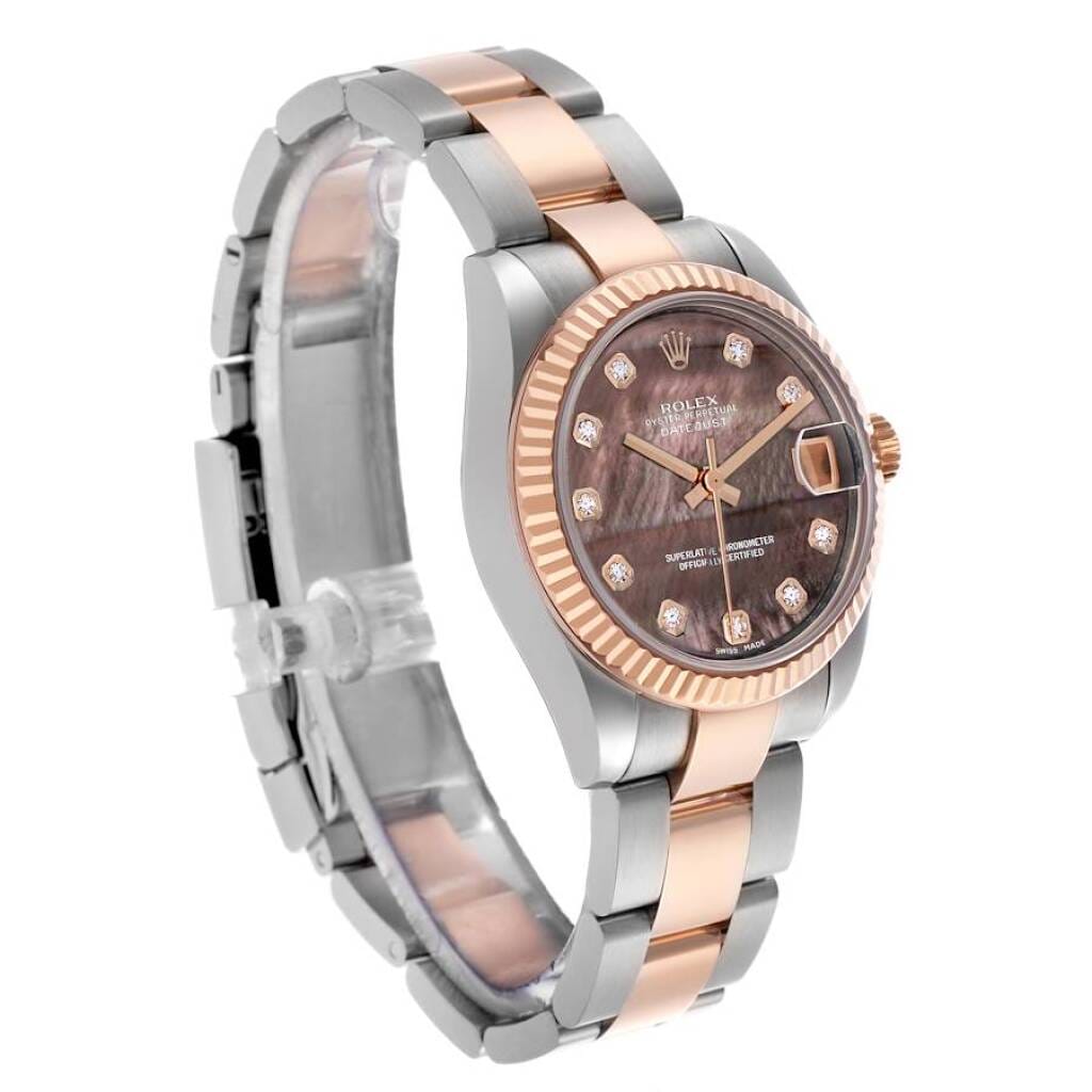Datejust (Reference 178271). A 31mm rose gold stainless steel diamond-set automatic wristwatch with date. 2008