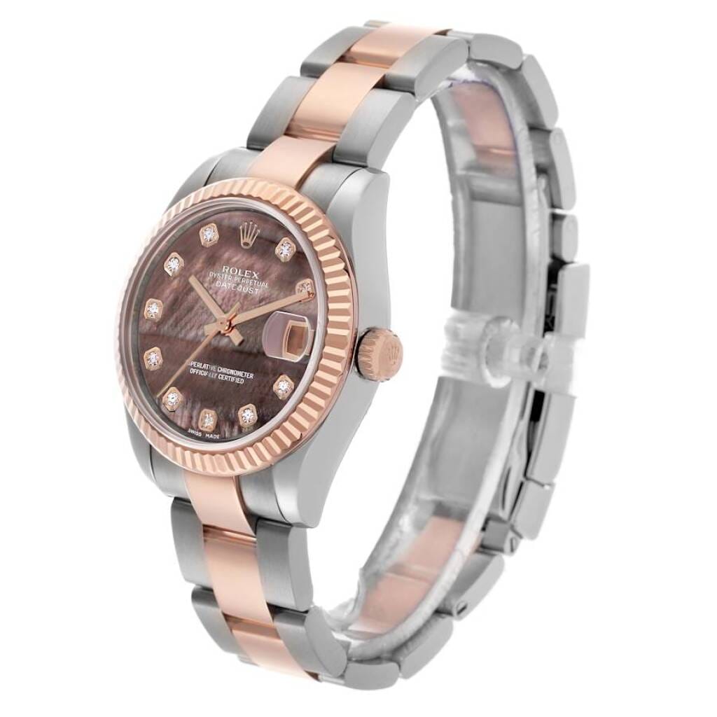 Datejust (Reference 178271). A 31mm rose gold stainless steel diamond-set automatic wristwatch with date. 2008