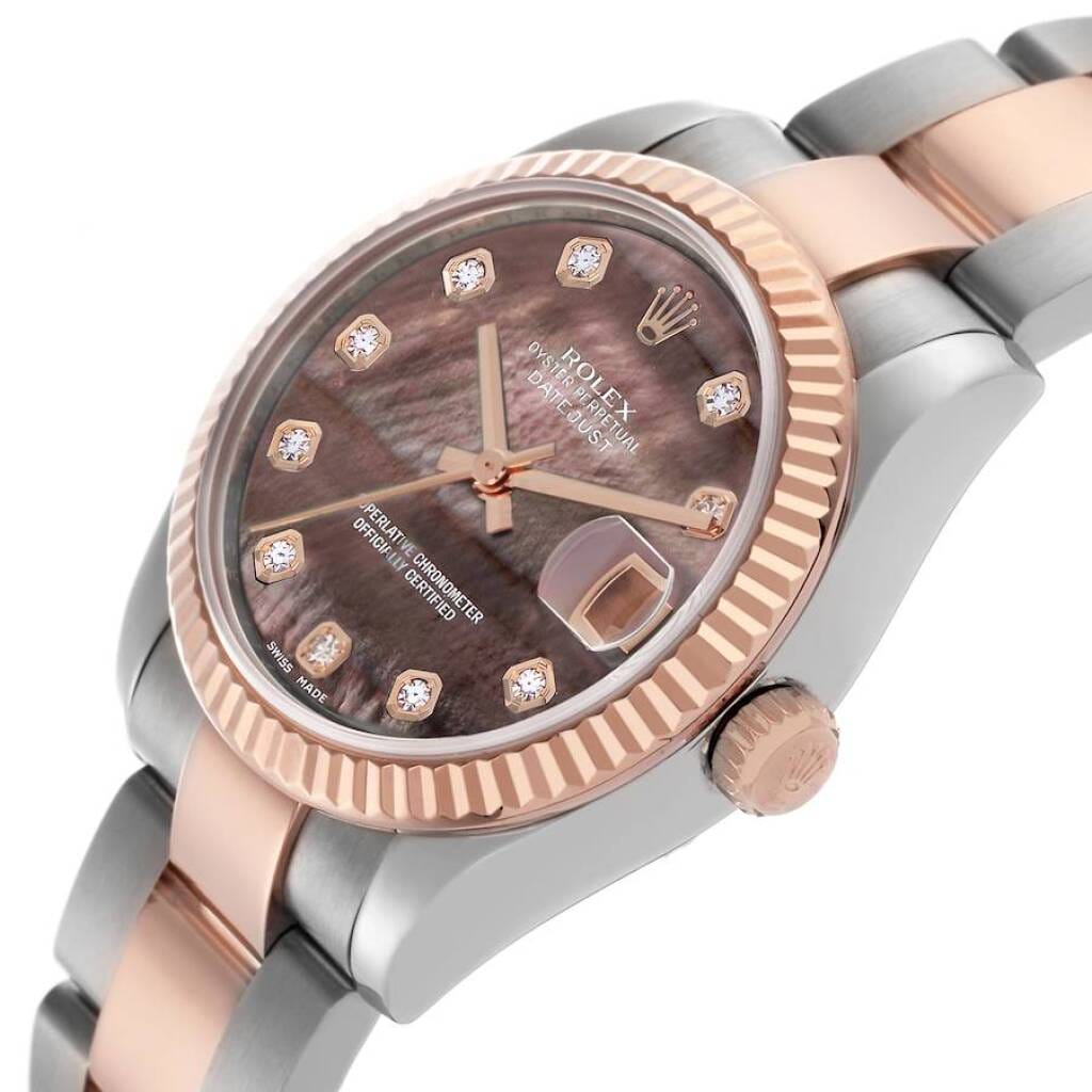 Datejust (Reference 178271). A 31mm rose gold stainless steel diamond-set automatic wristwatch with date. 2008