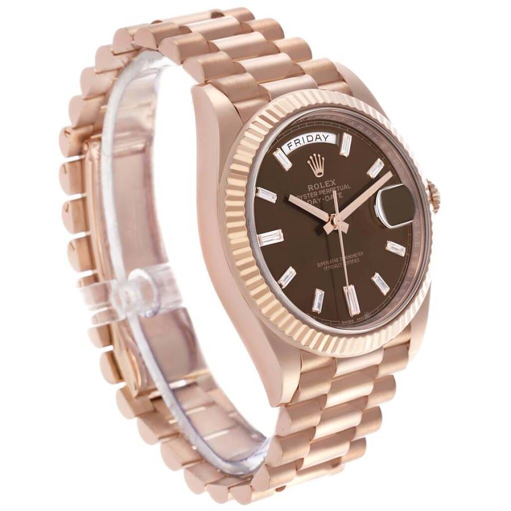 President Day-Date (Reference 228235). A 40mm rose gold diamond-set automatic wristwatch with date and day. 2016