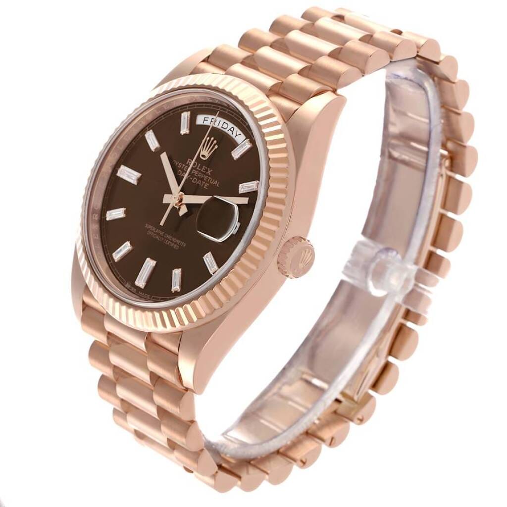 President Day-Date (Reference 228235). A 40mm rose gold diamond-set automatic wristwatch with date and day. 2016