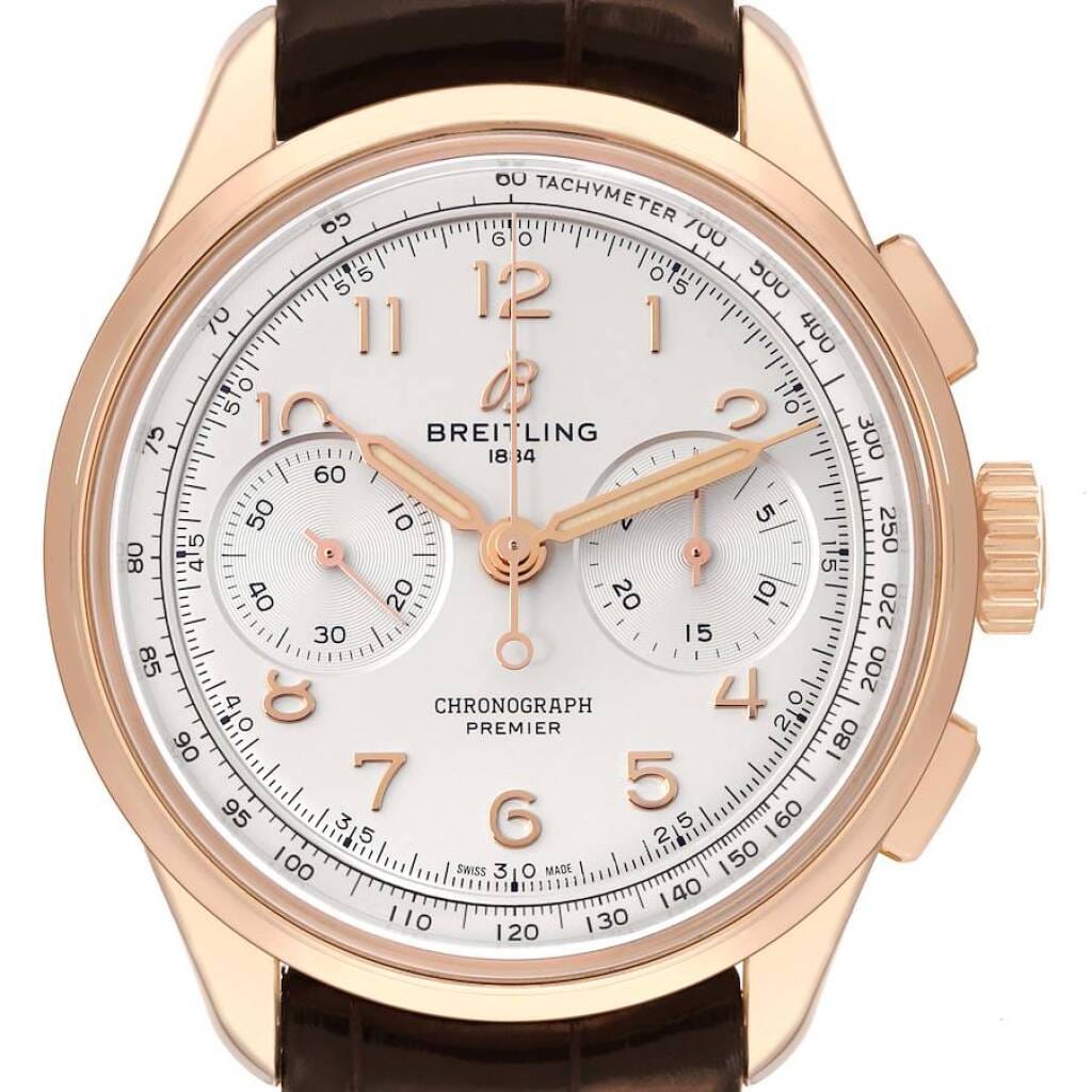 Premier B09 (Reference RB0930). A 40mm rose gold manual wind wristwatch chronograph.