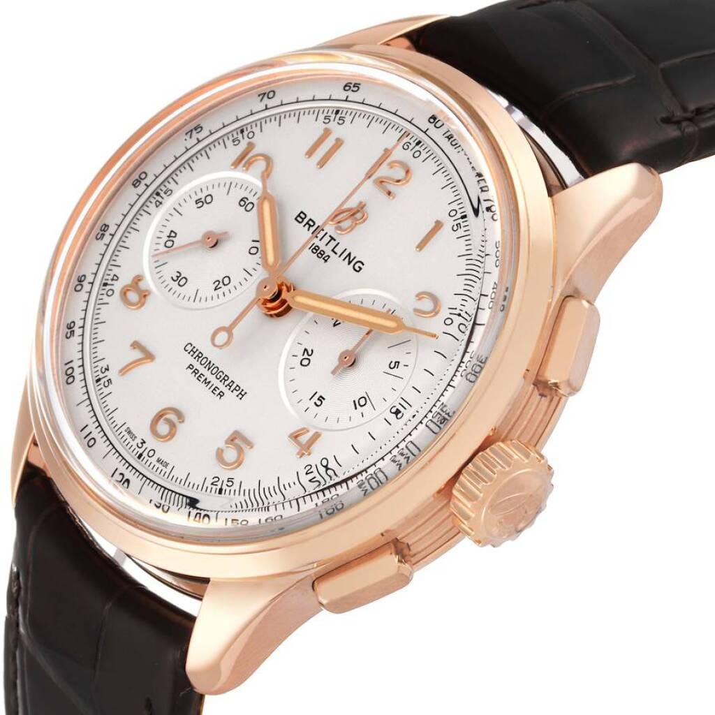 Premier B09 (Reference RB0930). A 40mm rose gold manual wind wristwatch chronograph.