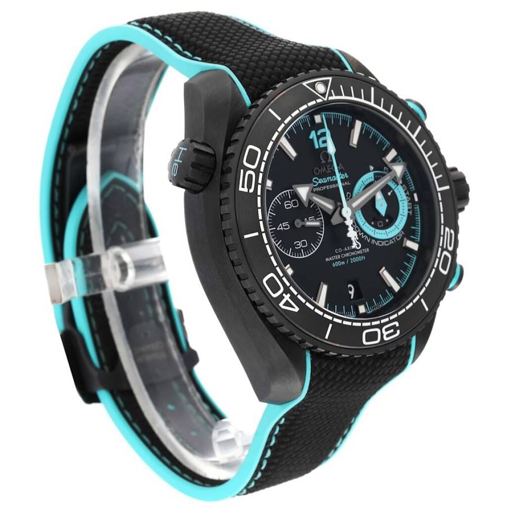 Planet Ocean Deep Black (Reference 215.92.46.51.01.003). A 45.5mm unworn black ceramic automatic wristwatch with date and chronograph. 2023