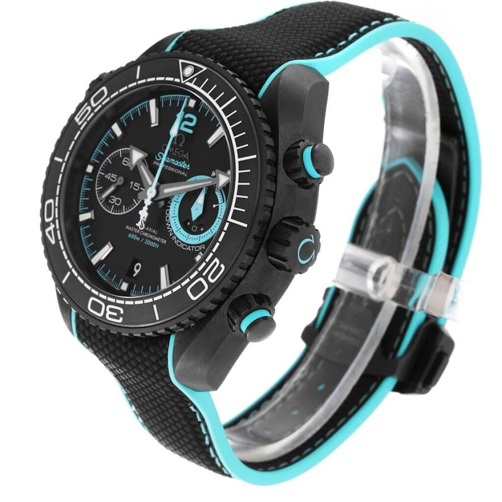 Planet Ocean Deep Black (Reference 215.92.46.51.01.003). A 45.5mm unworn black ceramic automatic wristwatch with date and chronograph. 2023