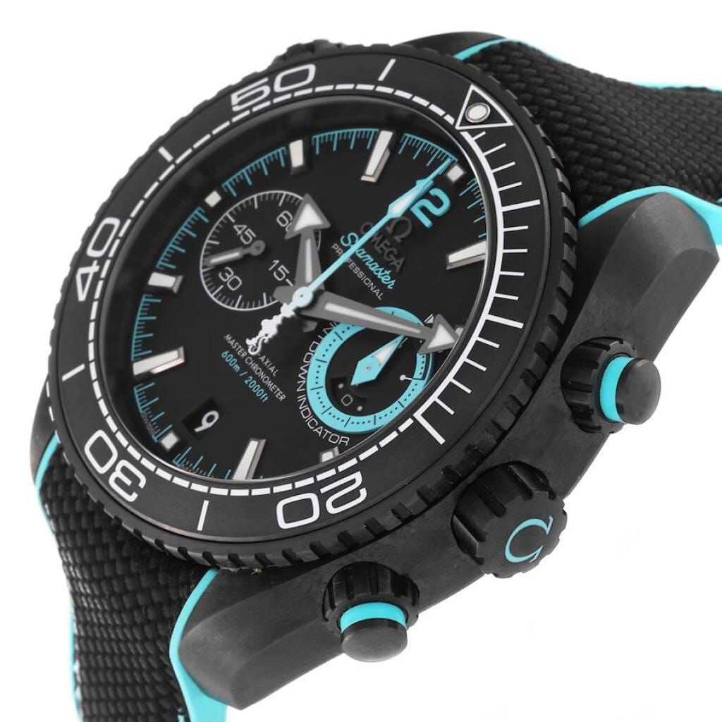 Planet Ocean Deep Black (Reference 215.92.46.51.01.003). A 45.5mm unworn black ceramic automatic wristwatch with date and chronograph. 2023