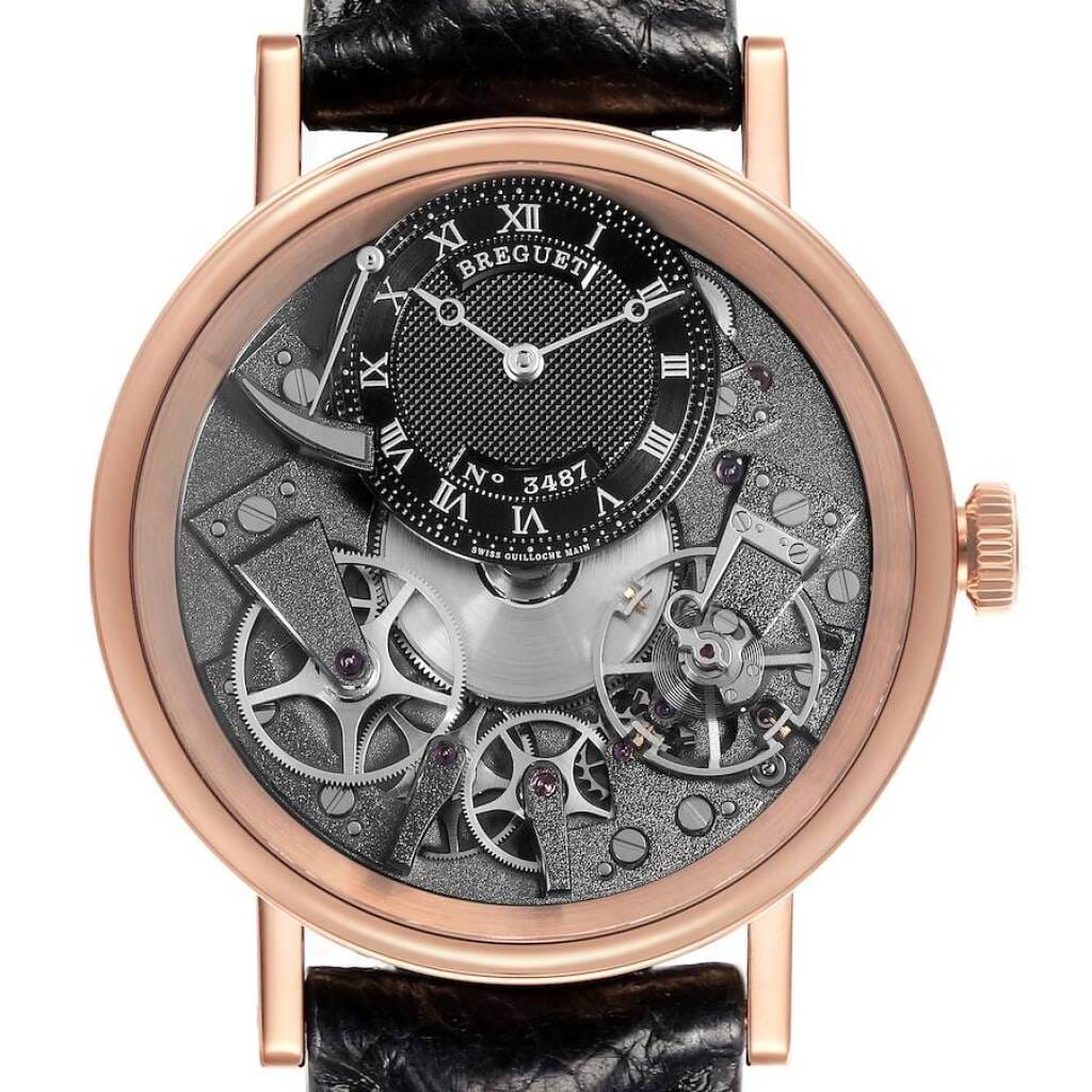 Tradition Skeleton (Reference 7057BR/G9/9W6). A 40mm rose gold manual wind wristwatch.