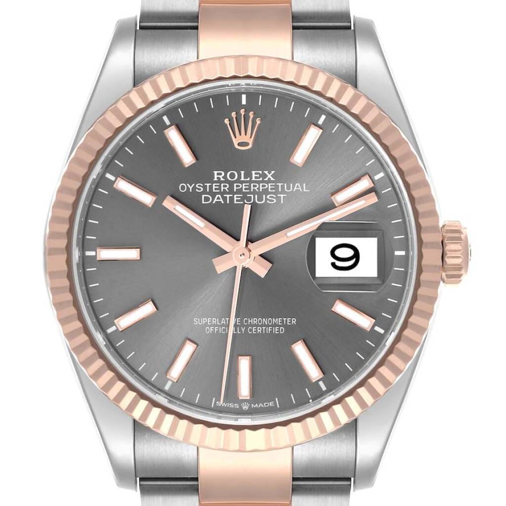 Datejust (Reference 126231). A 36mm rose gold stainless steel automatic wristwatch with date. 2021